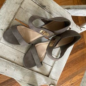Charles Keith 37 grey suede heels 3 1/2 inch